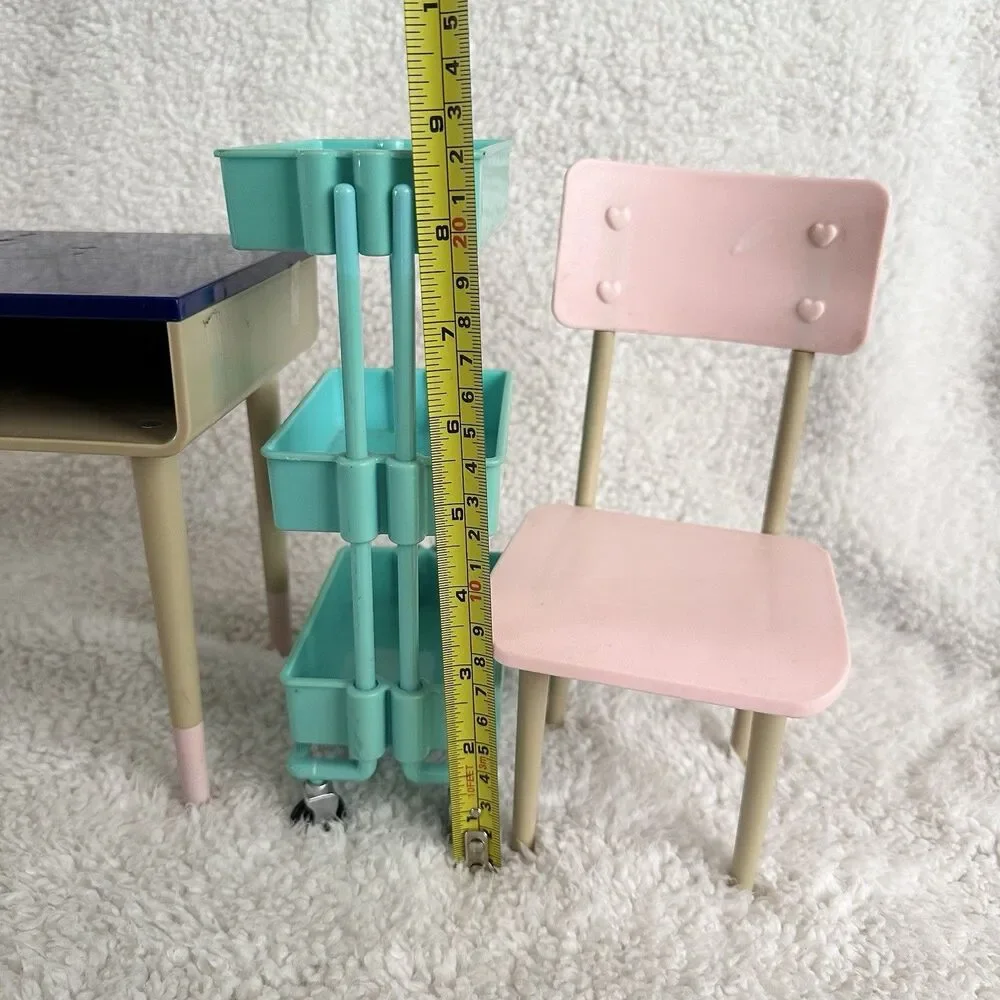 Our Generation School Desk Rolling Cart Chair With Accessories For 18” Doll